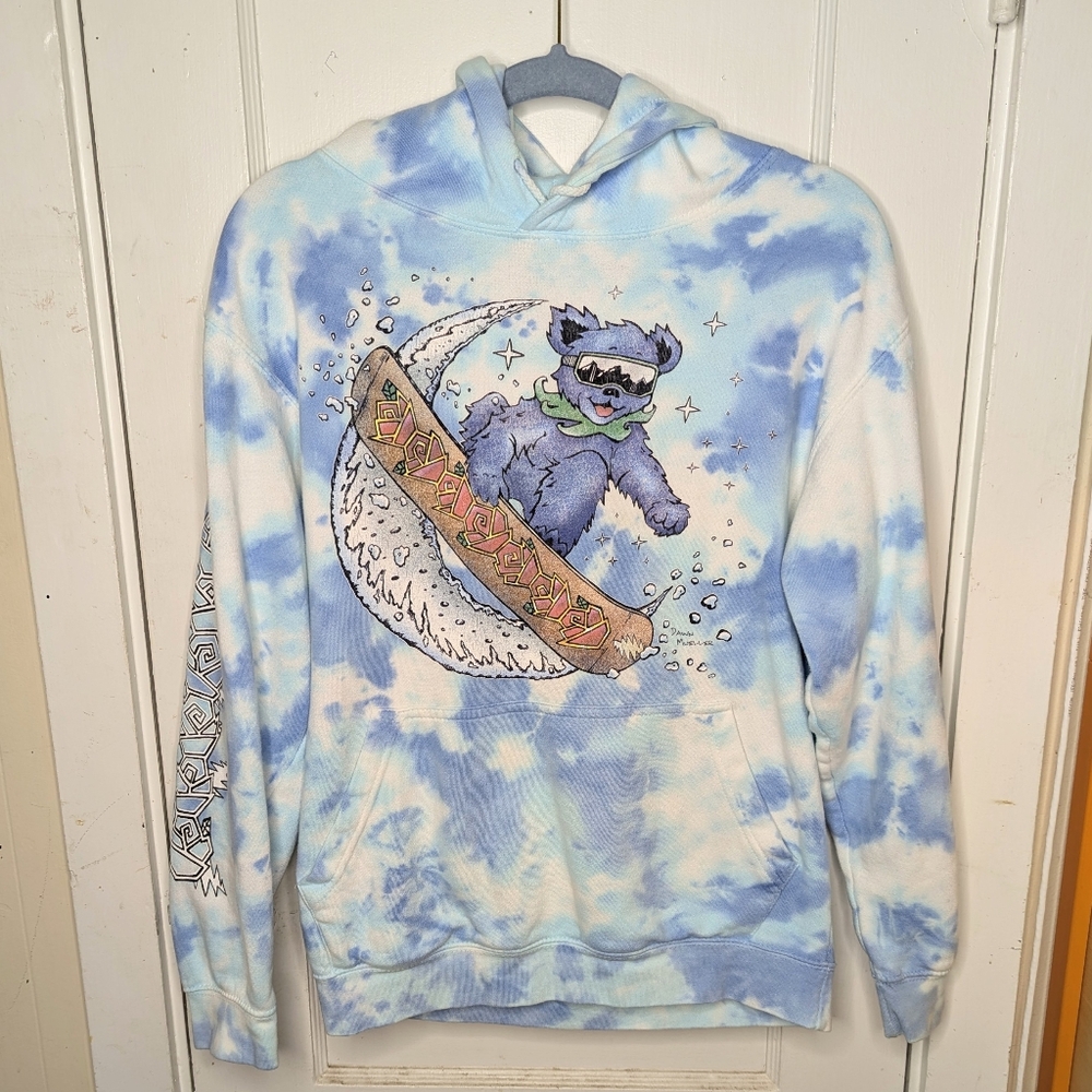 Teton Gravity Research X Grateful Dead Tie Dye Snowboard Bear Hoodie Size S